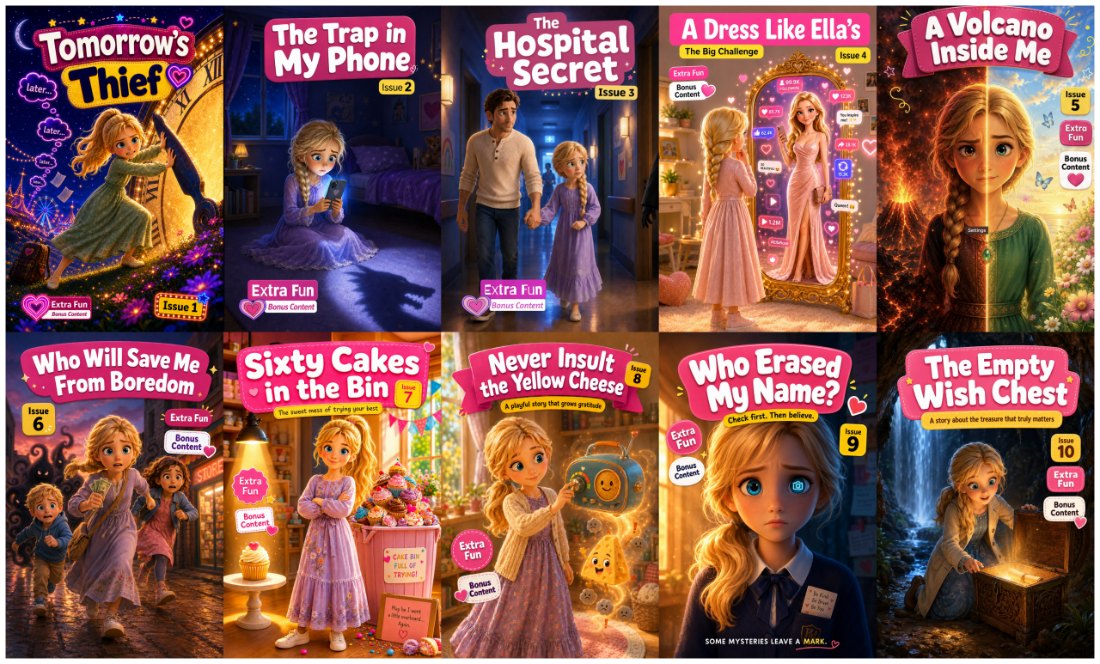 The ten Lena children’s books for ages 8 to 12, shown together