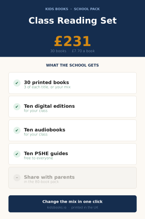 Class Reading Set school pack: 30 printed Lena books, three of each title, plus the ten digital editions and ten audiobooks, GBP 231